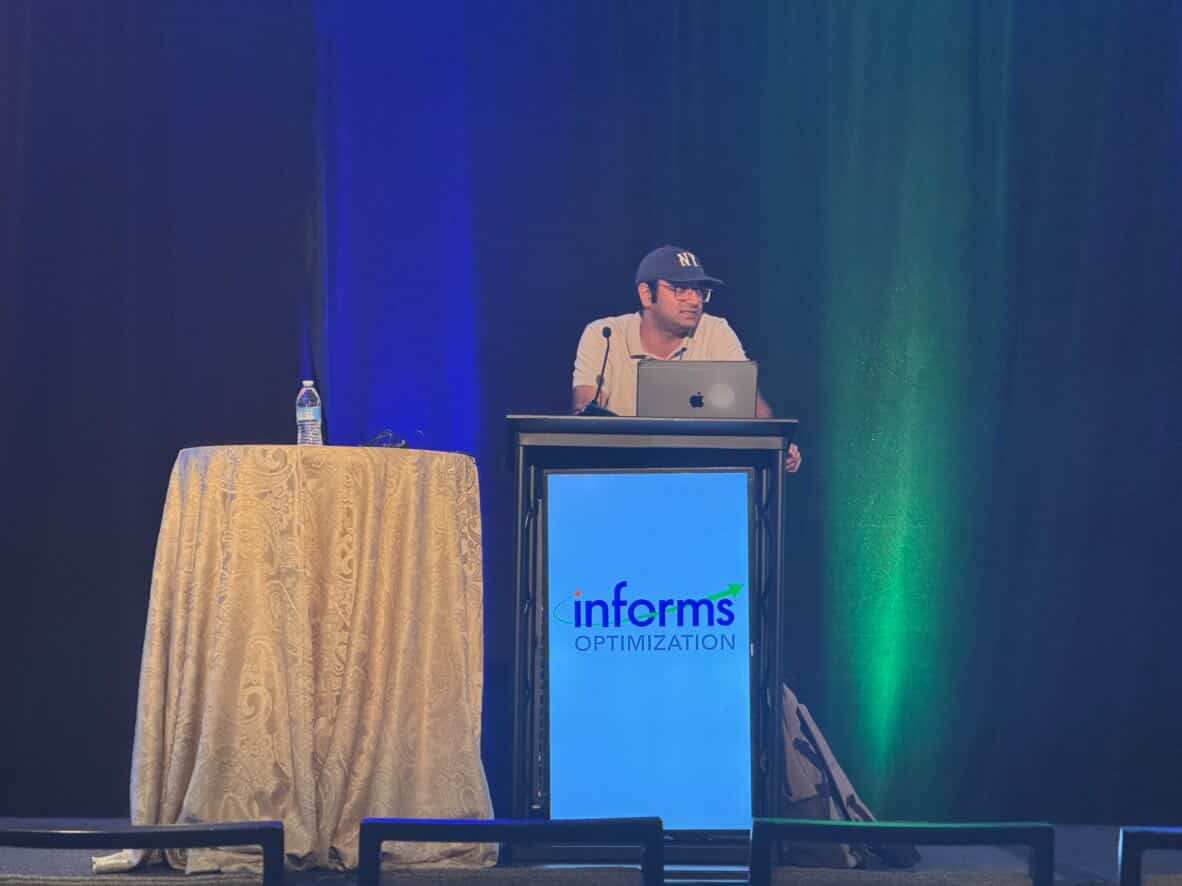 Apoorva presenting at INFORMS Optimization